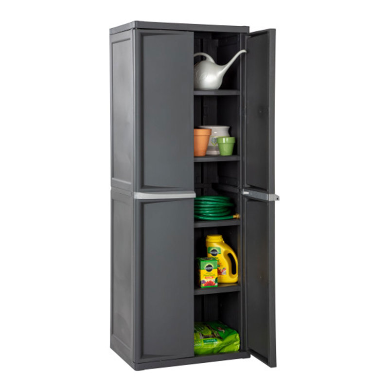 Sterilite Adjustable 4-Shelf Gray Storage Cabinet With Doors