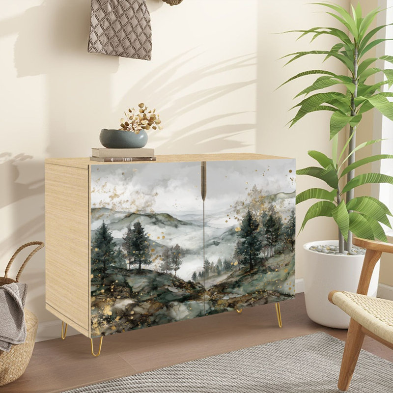 Buffet Buffet avec rangement Tranquil Pine Woodland avec 2 portes pour le salon et la cuisine