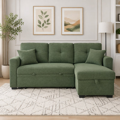 Sleeper Sofa, Sectional with Pull-Out Bed, Reversible Chaise, Storage Sectional