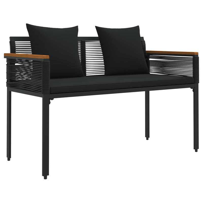 Poly Rattan Outdoor Bench, Black, Black