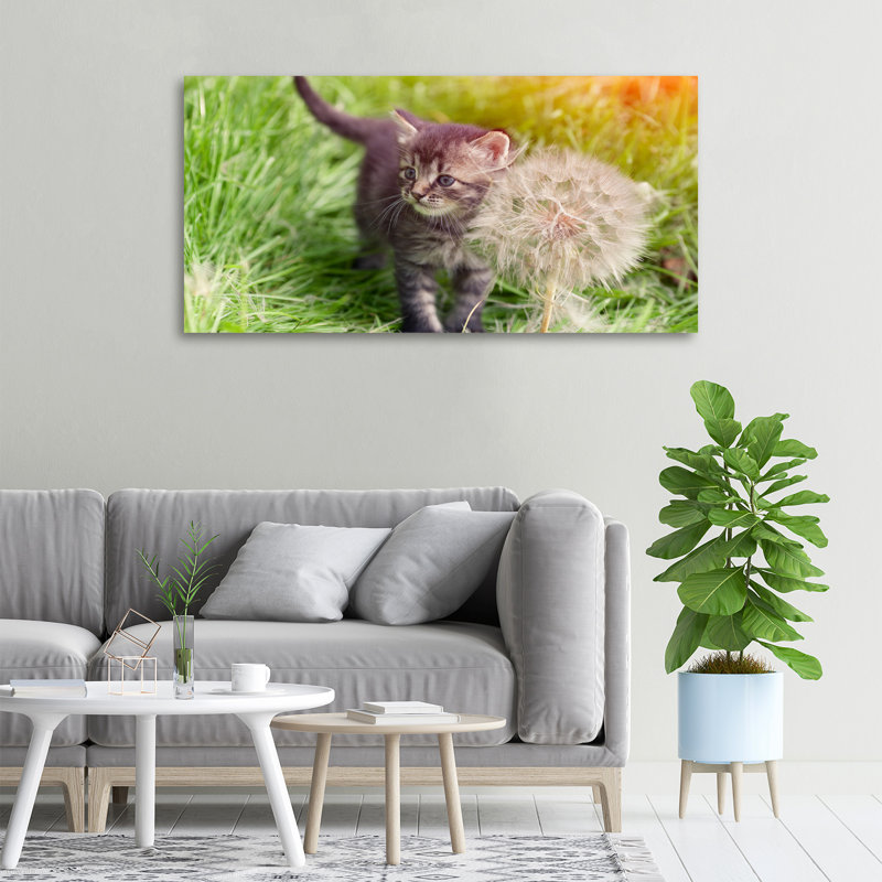 Kitten With A Blowpipe - No Frame Print on Canvas