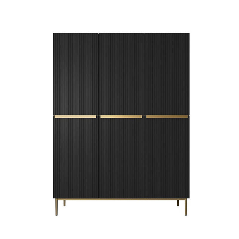Alidia 3 Door Manufactured Wood Wardrobe, Black/Gold