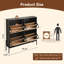 Armoire de rangement pour chaussures avec portes en rotin, 4 tiroirs rabattables pour le vestibule-979013658