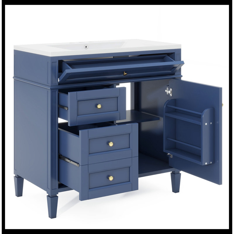 Mosinak 36.00'' Single Bathroom Vanity with Top, Blue