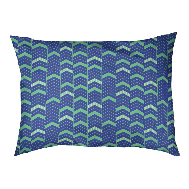 Coussin de concepteur lineed Chelan, Moyen (L 40 po x l 30 po), Bleu / Vert