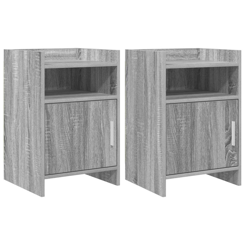 40cm W Composite Bedside Table, Grey Sonoma