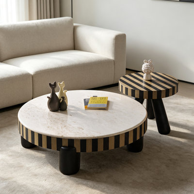 table basse de rangement ronde en marbre italien