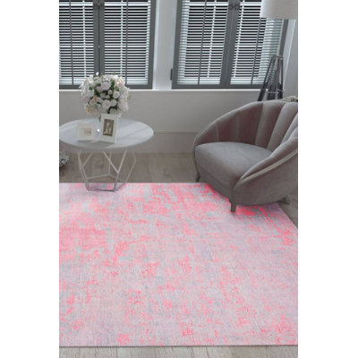 Tapis décoratif rose et gris