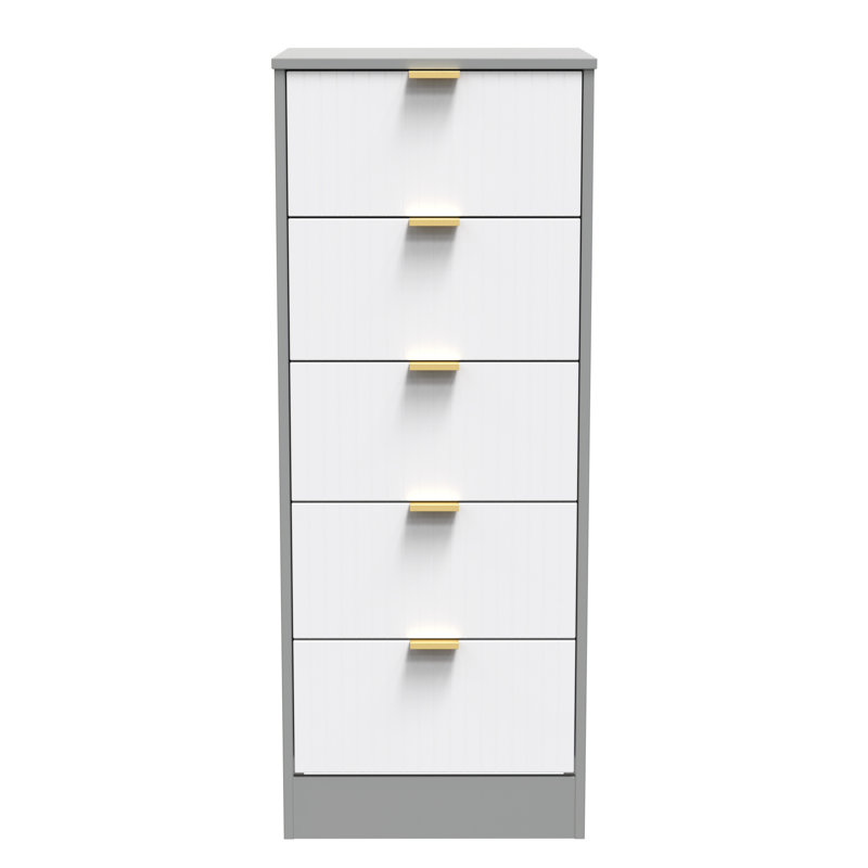 Barriner Bedside Table, White Matt/Dusk Grey