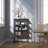 Benvolio 41.34-inch Black Two Door Metal Storage Cabinet with Fluted Clear Doors and Above Cabinet Display
