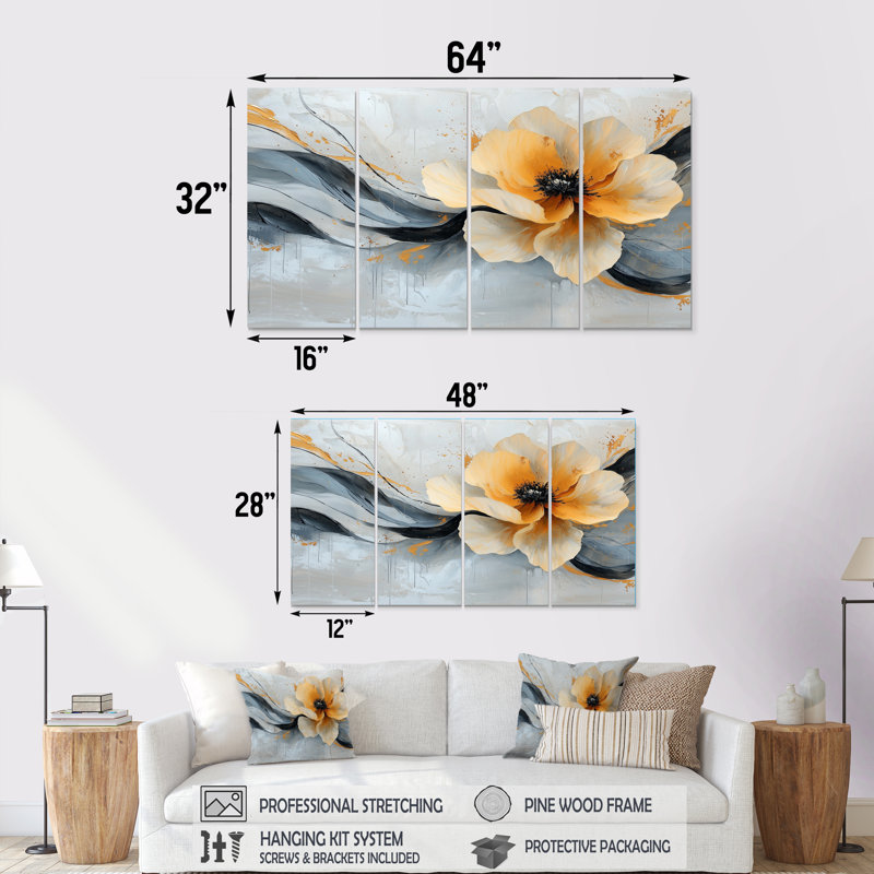 Gilland - Abstract Wall Art - ensemble de décorations murales modernes, H 32 po x l 64 po