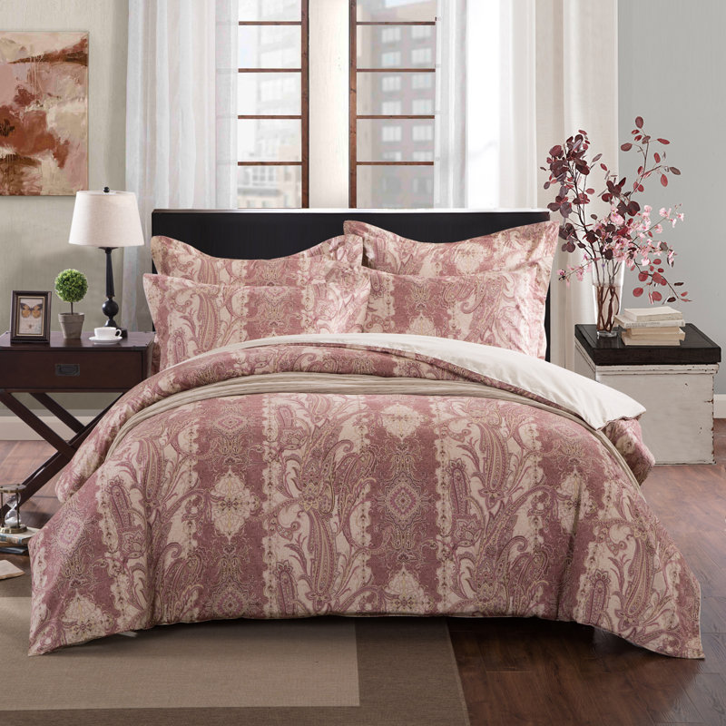 Ensemble de housse de couette réversible Presler, Grand, Rose / Rouge