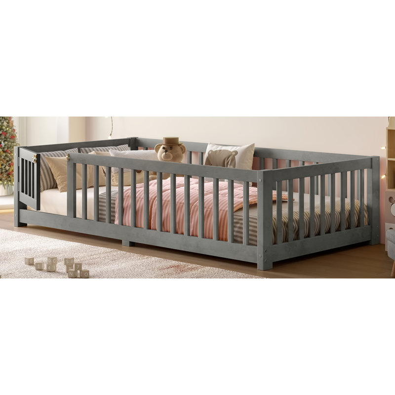 Lits sécuritaires pour enfants, lit simple en bois de pin, style rustique gris pour la maison