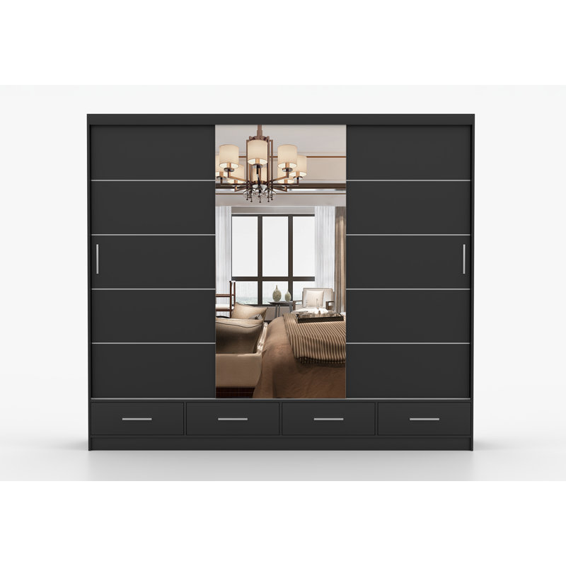 Charlesa Manufactured Wood Wardrobe, Black
