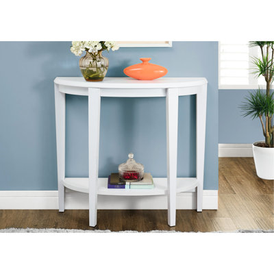 Table d'appoint 2 pièces en stratifié blanc avec tablier et entrée étroite avec tablette inférieure fixe