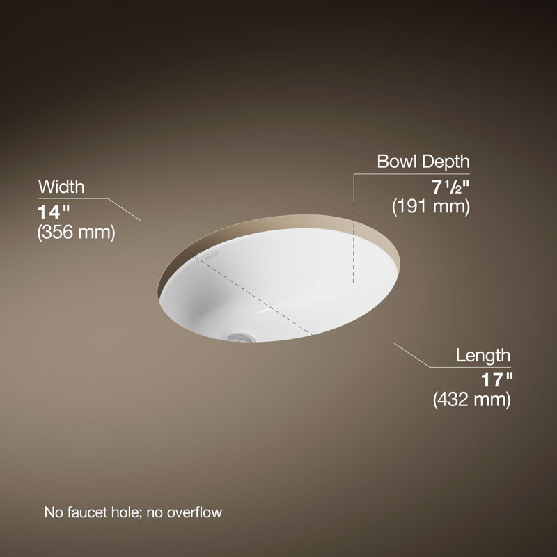 Caxton® Ceramic Oval Undermount Bathroom Sink with Overflow, White