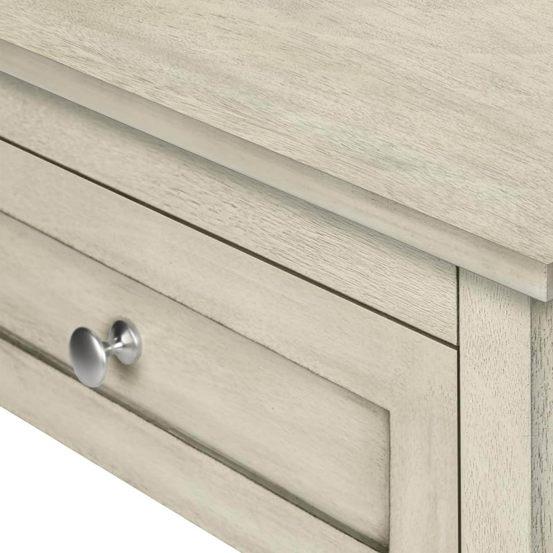 Table de bout transitionnelle Key West, placage blanc antique, hauteur de 25 pouces, table de chevet pour la chambre à coucher