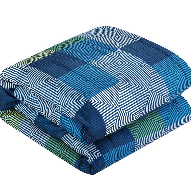 Gray and Red Geometric Cotton Queen Bed in a Bag Set