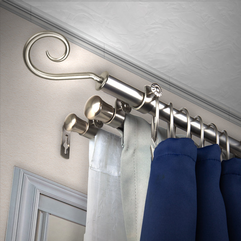 Ensemble de tringle à rideaux réglable 0,81 po Agilbert, Nickel satiné, 28" - 48"