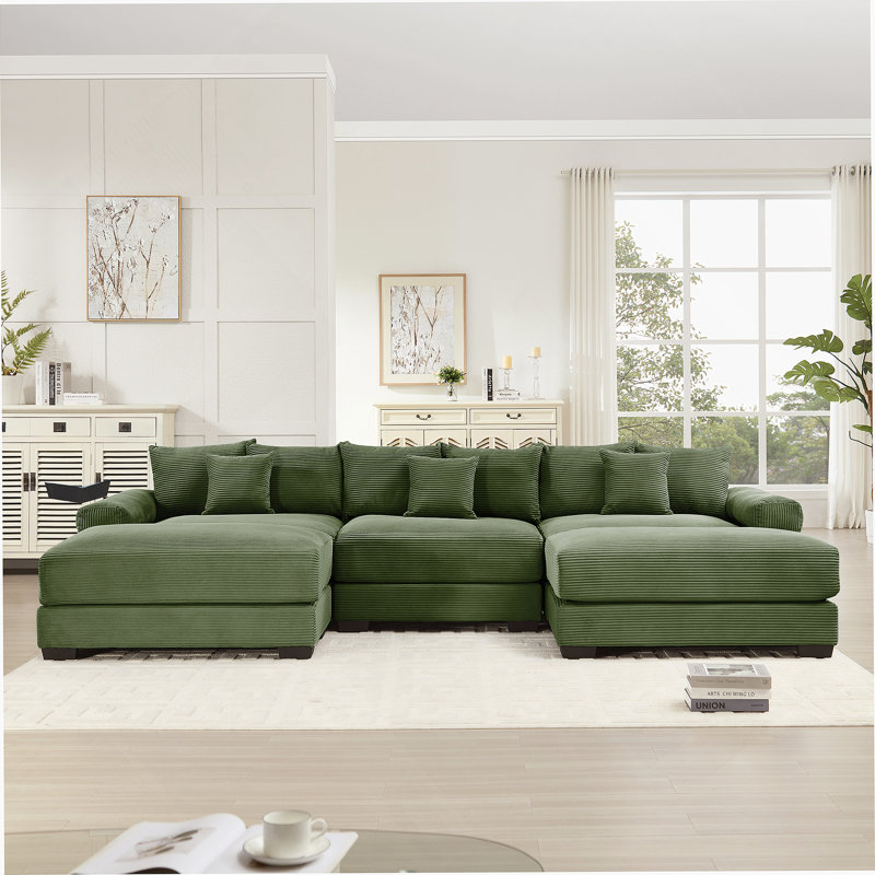 Canapé modulaire surdimensionné 130 po Cloud, Velours côtelé vert