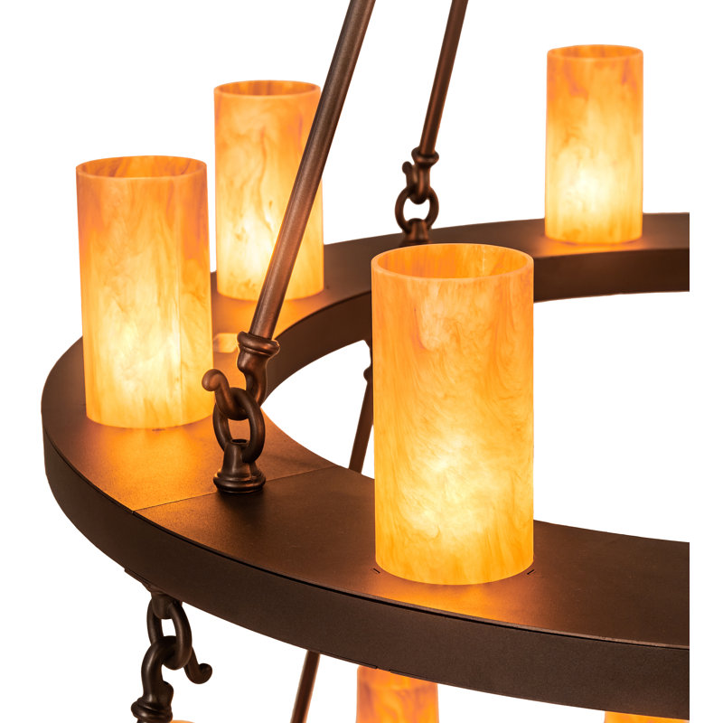 Lustre en roue de chariot unique à 24 lumières