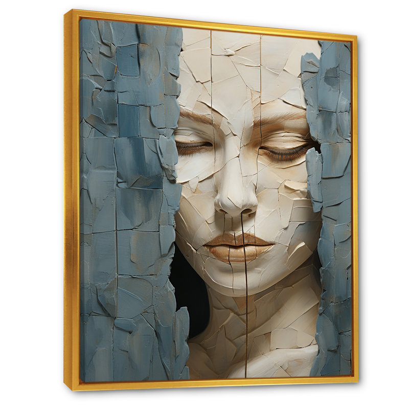 Portrait féminin gracieux III, H 32 po x l 24 po x P 1 po, Cadre flottant doré