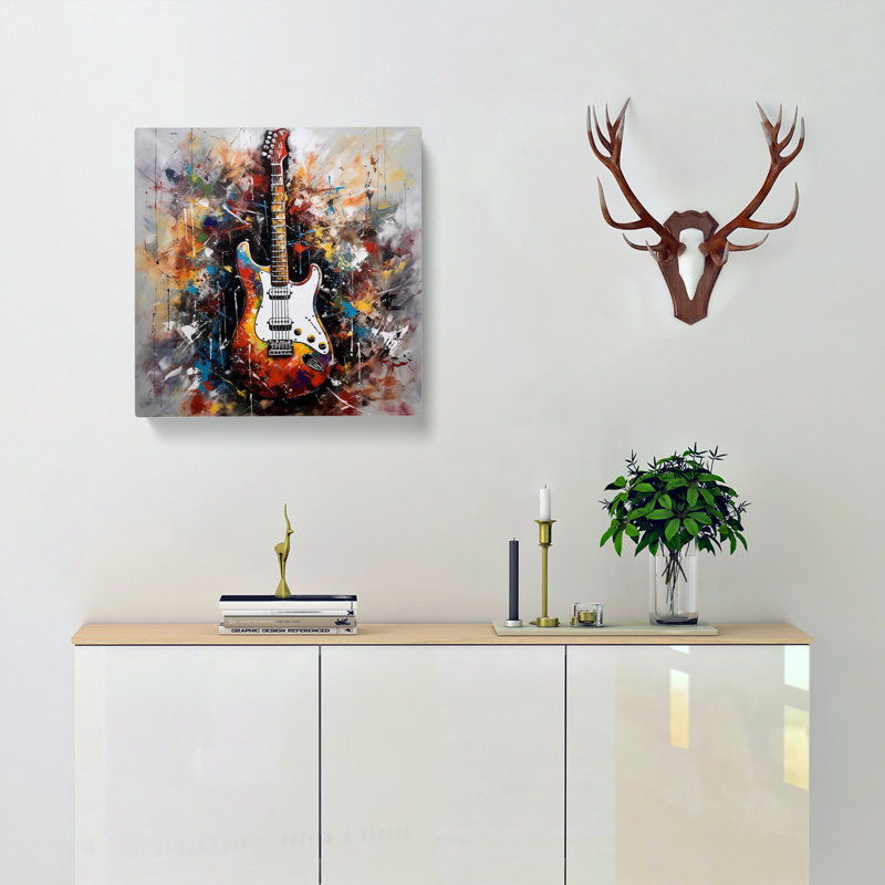 Electric Guitar Expressionism - Wrapped Canvas Print, 35cmH x 35cmW
