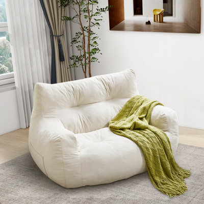Oversized Bean Bag Chair for Adults, 2-Seater Loveseat Sofa, Bean Bag Couch with Filler Giant Living Room Bean Bag Chair with Pocket, Big Lazy Sofa Ac