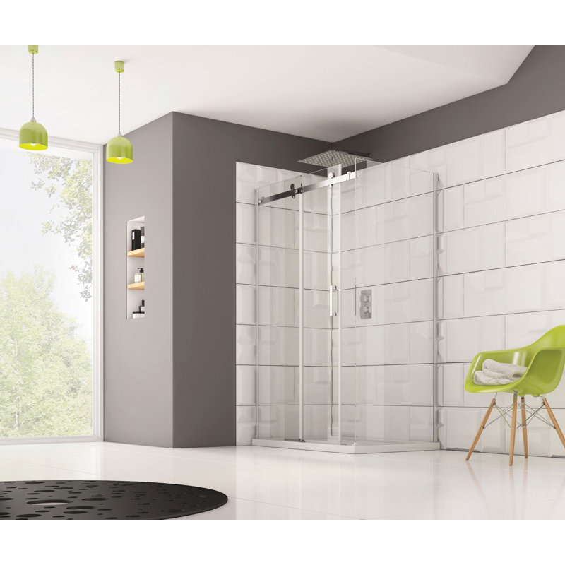1200mm W x 2000mm H Single Added Frameless Shower Door with Clear Glass