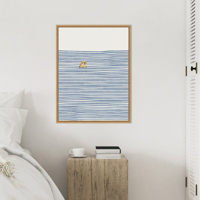 Otter in the Waves by Irrizarry Framed Canvas Wall Art Print