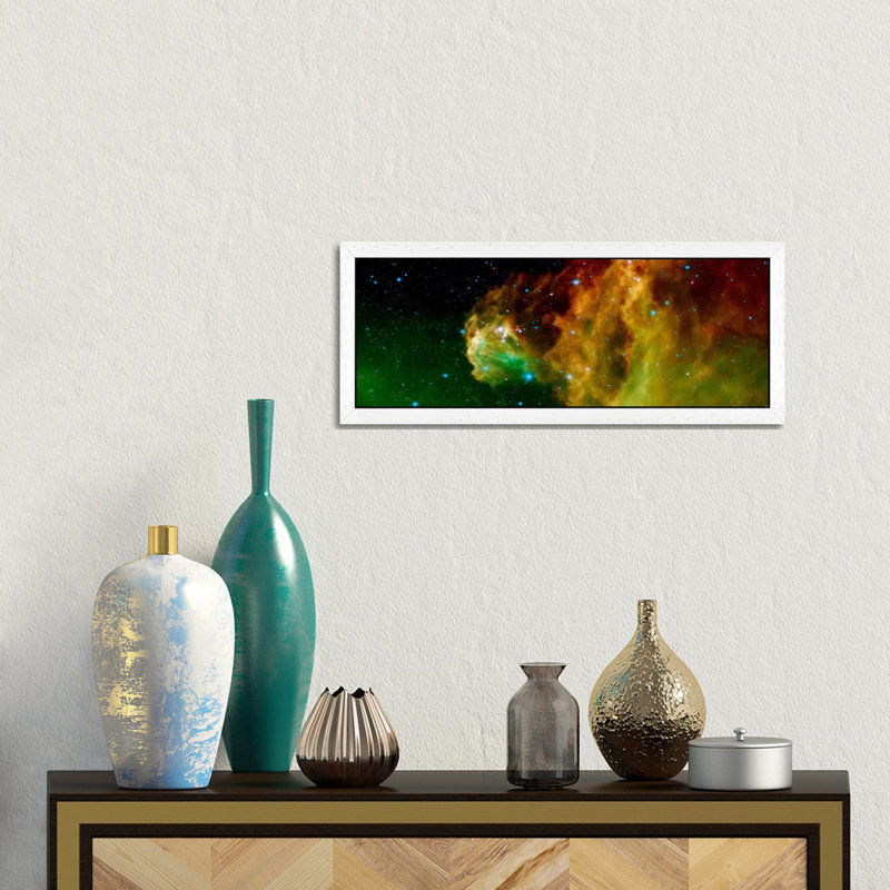 Stars Emerging From Orion's Head (Spitzer Space Observatory) - Floater Frame Panoramic Print on Canvas, White Framed Canvas