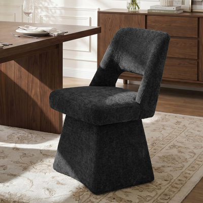 Modern Chenille Swivel Dining Chair, Open Back – 360° Rotating Design for Dining Room