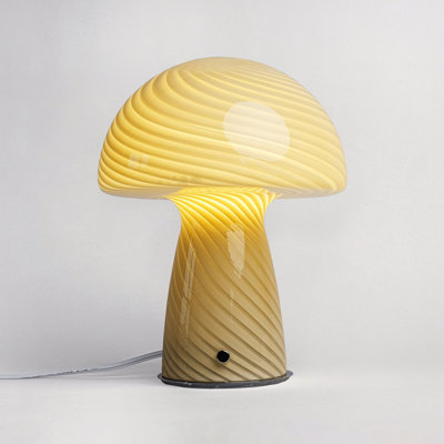 Glass Mushroom Table Lamp, Large Close Top, Butter