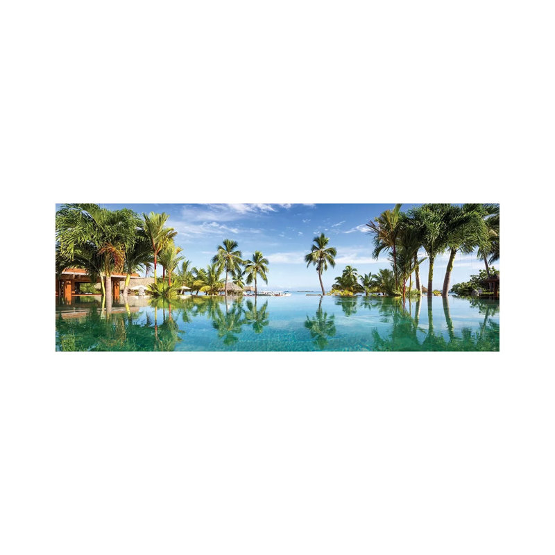 Infinity Pool At A Luxury Beach Resort On Tahiti by Jan Becke - Wrapped Canvas Panoramic Gallery-Wrapped Canvas Giclée