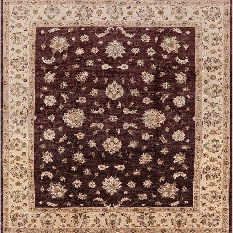 Tapis beige / rouge Meribelle, Carré 4 pi