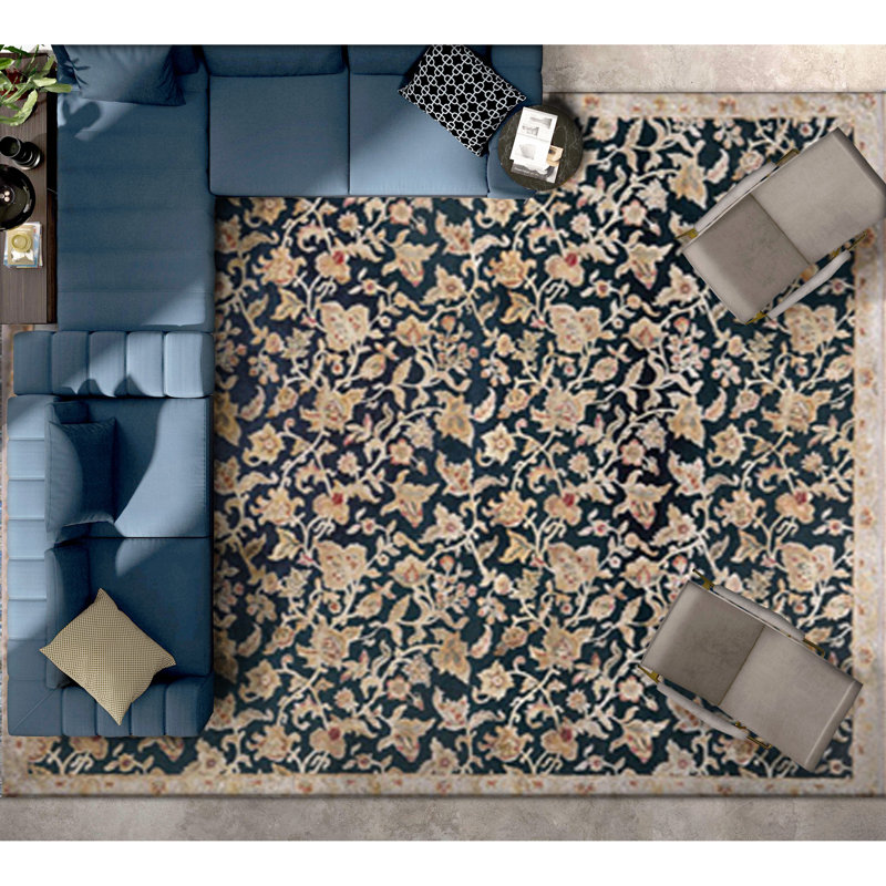 Tapis noir et gris de haute qualité noué à la main