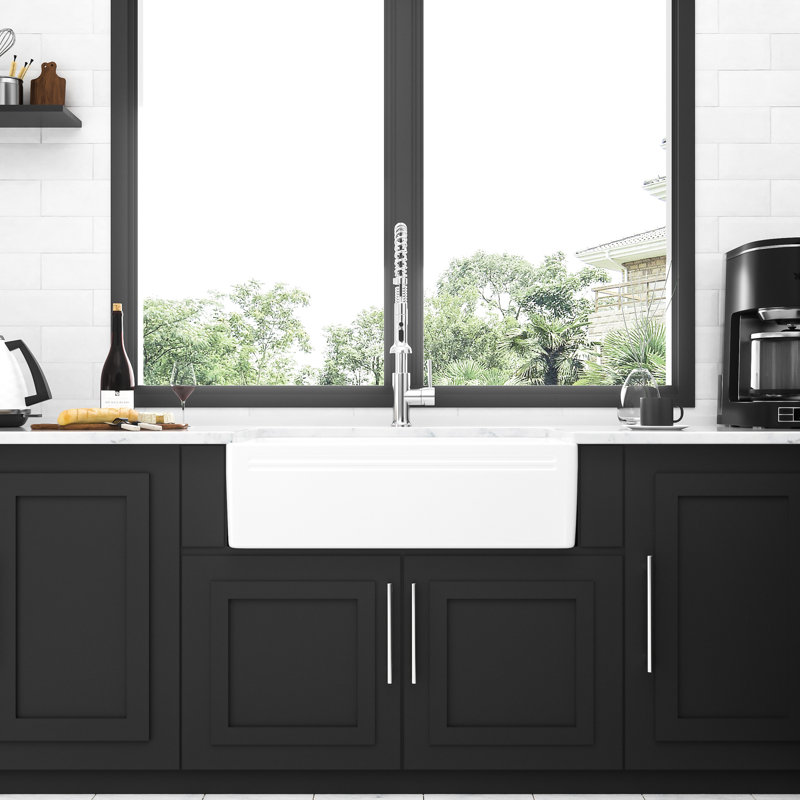 Tablier 30 po - évier de cuisine en céramique blanche à l'avant, conception réversible pour plus de flexibilité, grille à vaisselle en acier inoxydable 304 et crépine, surface de fabrication à une seule surface à gratter, utilisation de teinture