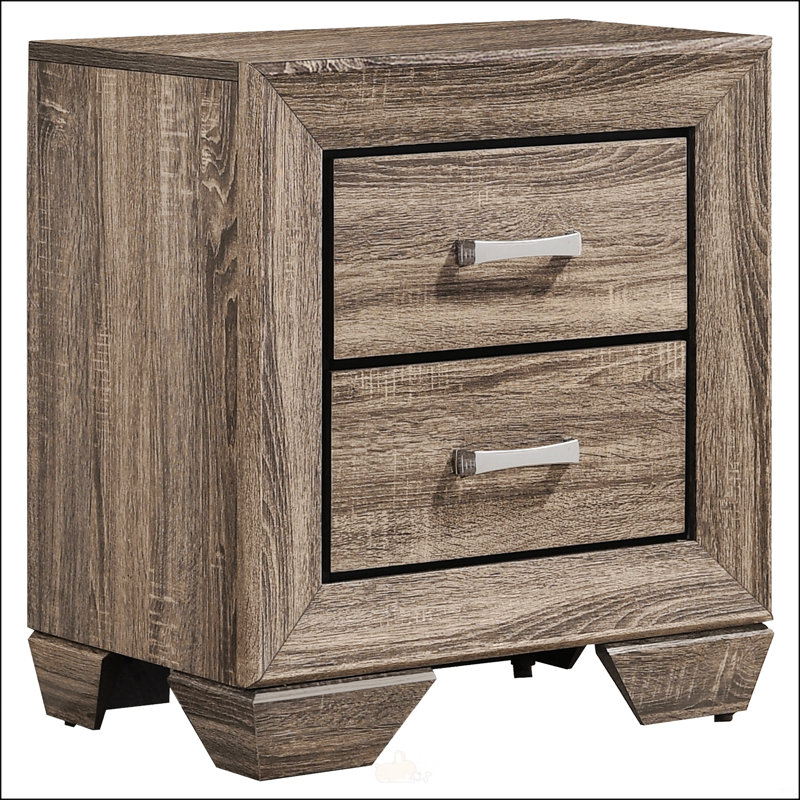 Table de chevet rectangulaire 2 tiroirs Tomasina, Taupe