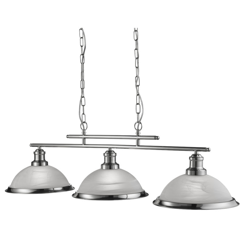 Beverley 3-Light Kitchen Island Chandelier, Satin Silver