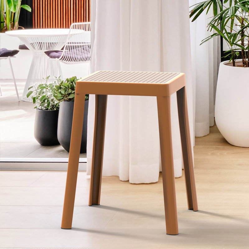 Tabouret carré en plastique empilable Dantoni, Jaune