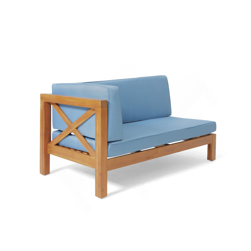 Banc BRAVA à dossier en X à gauche, bleu, Bleu, Brun