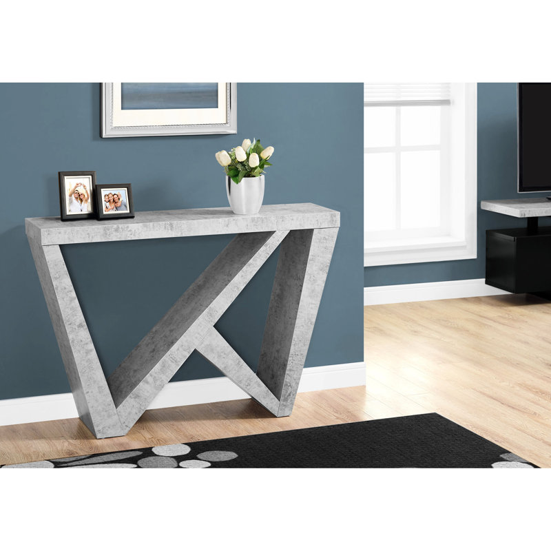 Console étroite pour salon de style moderne en stratifié gris - fabrication de panneaux avec panneaux de soutien robustes