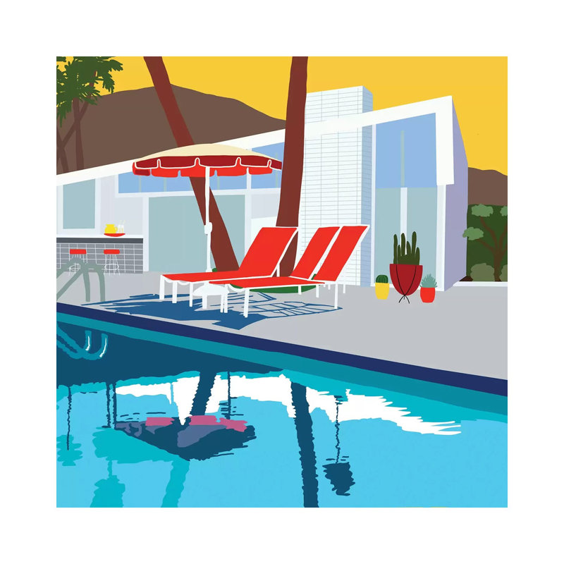 Pool Lounge II by Jen Bucheli - Wrapped Canvas Painting, 30.48 cm H x 30.48 cm W