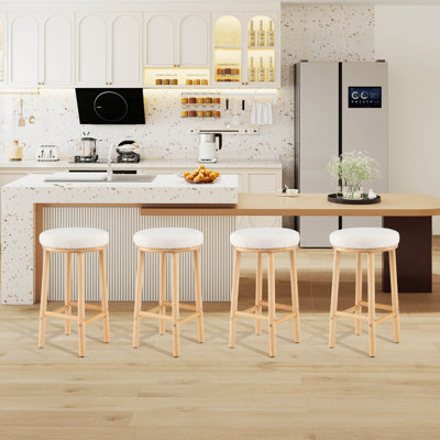 Ensemble de 4 tabourets de bar 27 po avec 4 repose-pieds rembourrés en tissu et tabourets de bar 27 po