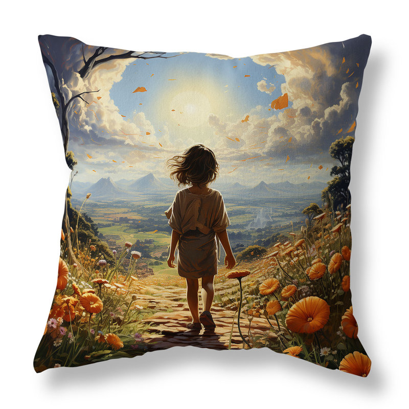 Curious Child Reversible Throw Pillow,  20"H x 20"W