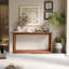 Table console pour canapé d'entrée en placage de bois massif de 60 po, pieds carrés robustes avec finition vieillie, table de canapé large derrière le salon et le couloir-1065169897