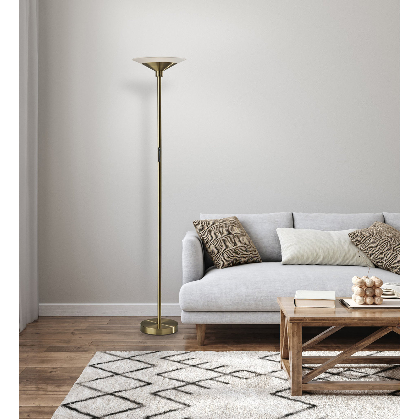 Asberry 71'' LED Floor Lamp, Antique Brass