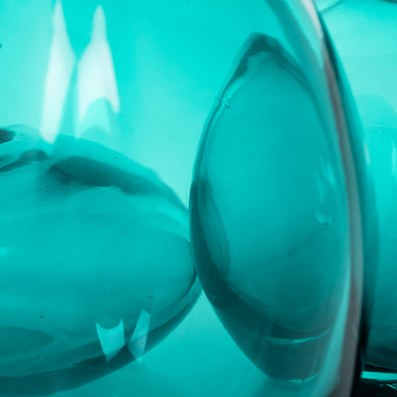 Cecile 3-Piece Hand-Blown Glass Vase Set (Teal), Teal
