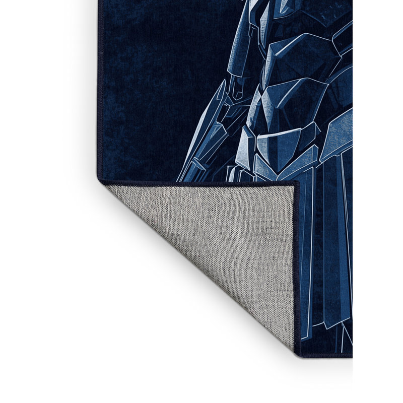 Tapis bleu délavé à la machine Cumberland Cyborg Gladiator, 7x10