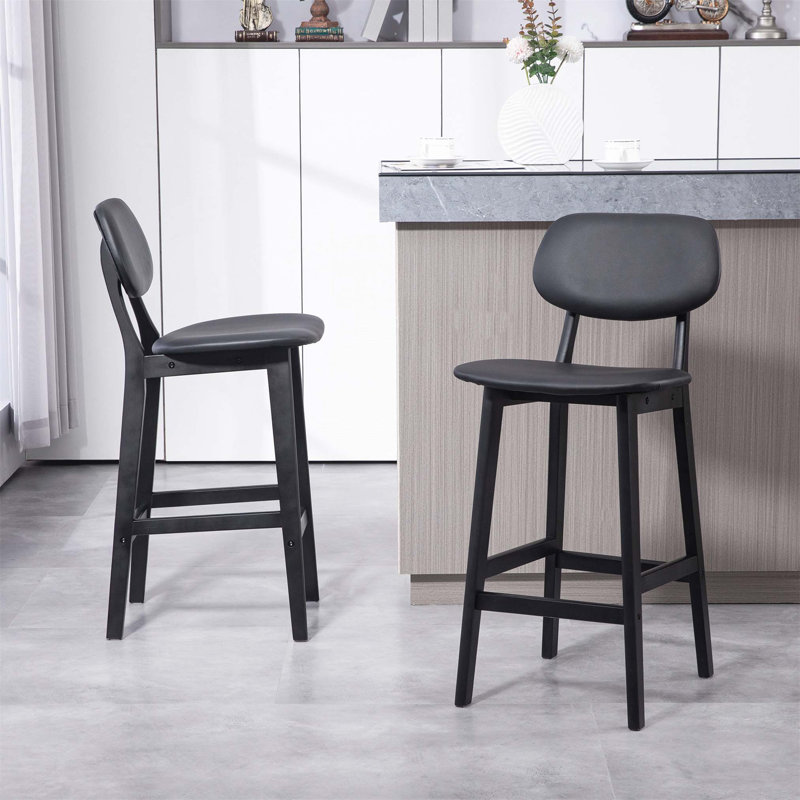 Bigvai Counter Stool with Solid Wood Frame, Black